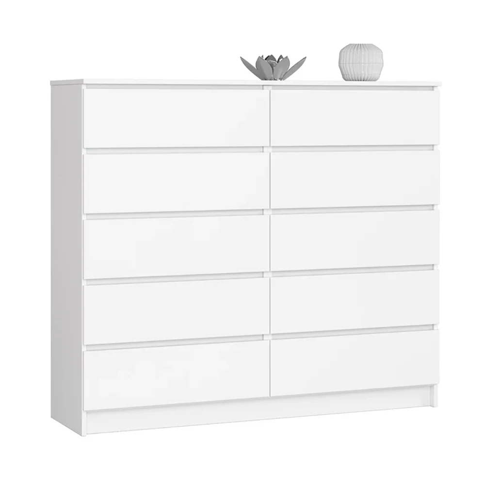 Chest of Drawers of Bedroom Factory Melamine Solid Wood Chest of Drawers for Bedroom White New Design Modern China 10 Storage