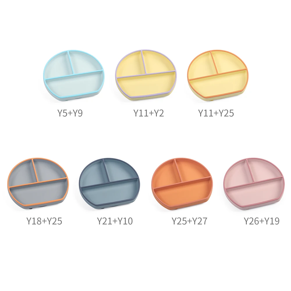 Newsun 100% QC Custom Logo Can Be Matched With A Gift Set Silicone Baby Feeding Plates With Strong Suction