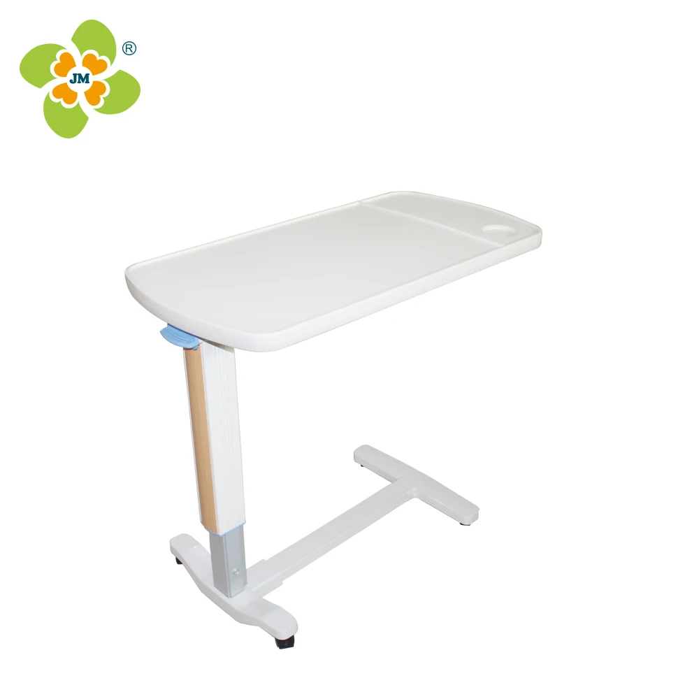 H-base gas spring plastic over bed table for hospital