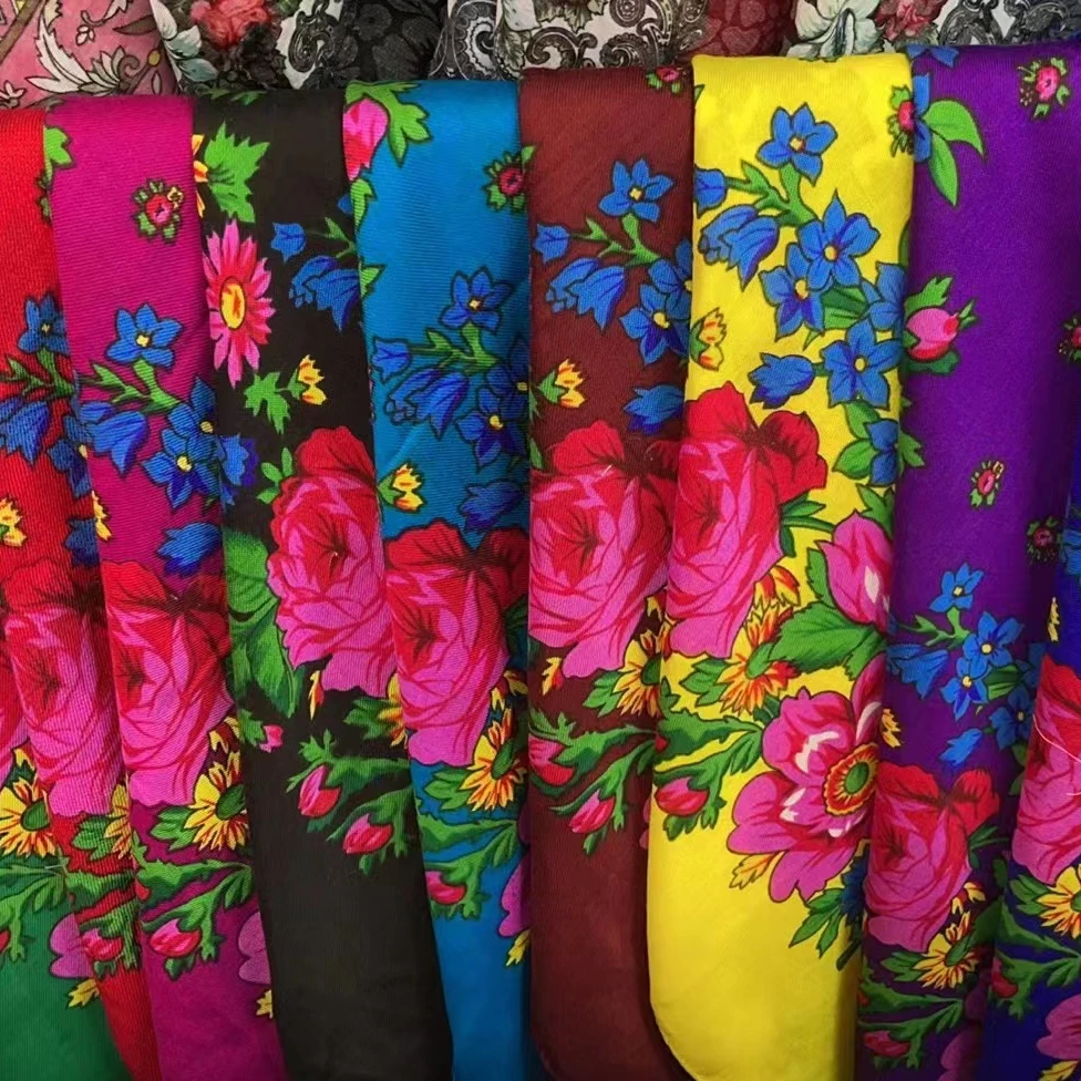 2023 новый стиль винтажный акриловый принт женский квадратный этнический шарф Повседневный цветочный шарф для женщин 70x70 см