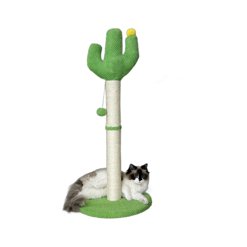 Cactus Cat Tree for Indoor Cats  Scratching Post Cactus Cat Scratcher with  Scratching Poles and Dangling Ball Large