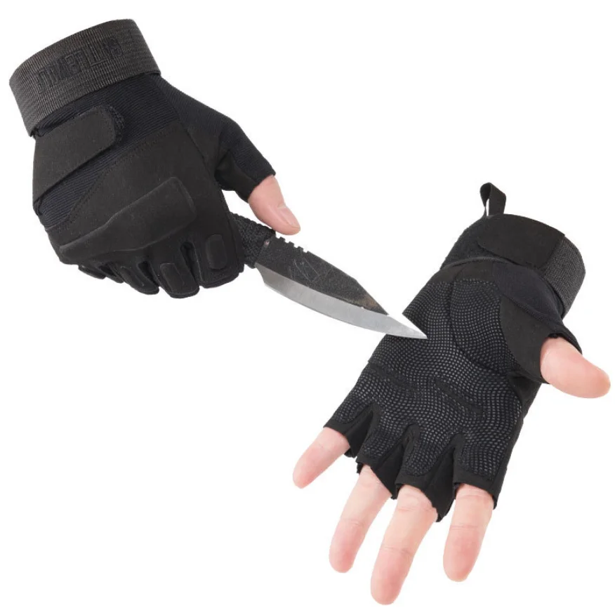 SONICE Custom Logo Sports Gym Cycling Training Shooting Black Half Finger Hand Combat Tactical Gloves for Men
