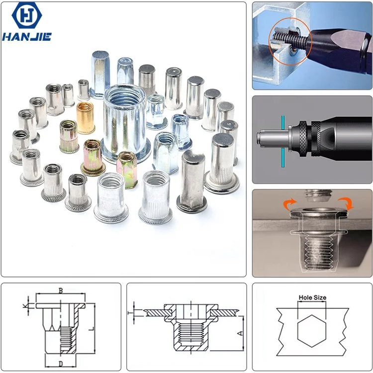 China Factory Cheap price SS304 18-8 M4 M6 M8 Flat Head Plain Body Rivet Nuts with Close End