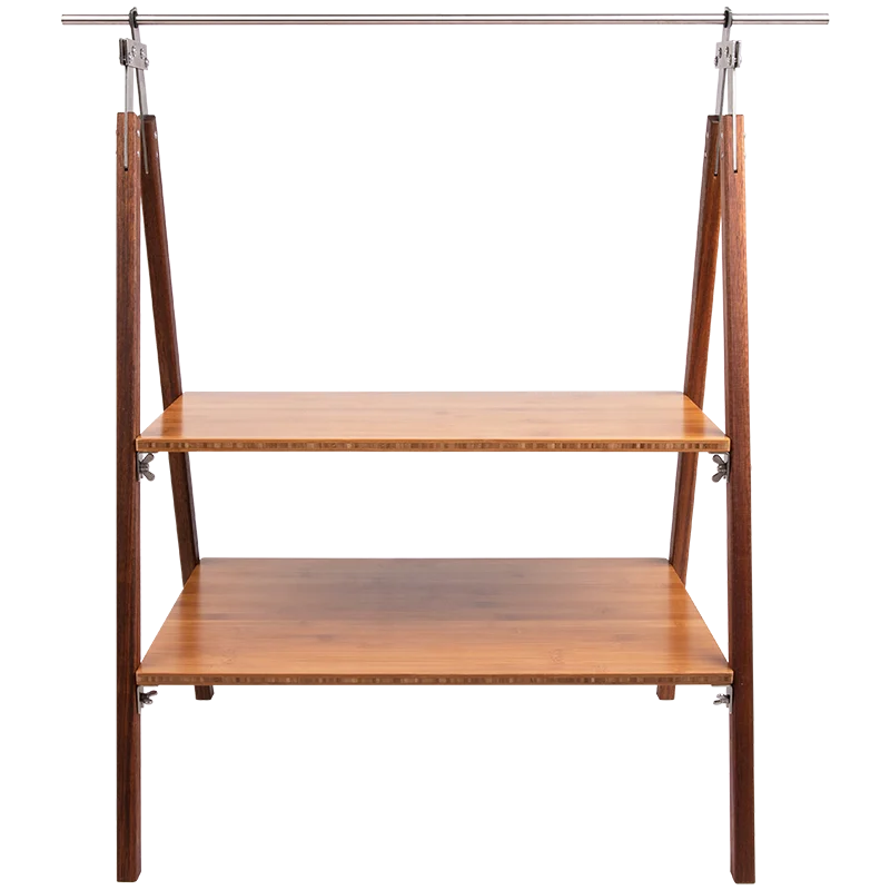 Открытый 2 слоя коробка для хранения портативный складной Многоуровневая полка кемпинг складной стол для пикника бамбуковая подставка для ножей