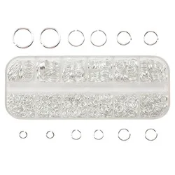 1050Pcs 0.7mm Plated Color Open Jump Rings Mixed 4mm 5mm 6mm 7mm 8mm 10mm Iron Split Rings For Findings Jewelry