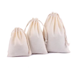 Linna 15*20cm OEM Cotton Dust Bags Various Size Black Custom Cotton Tote Bags Natural 15*20cm Cotton Drawstring Pouches