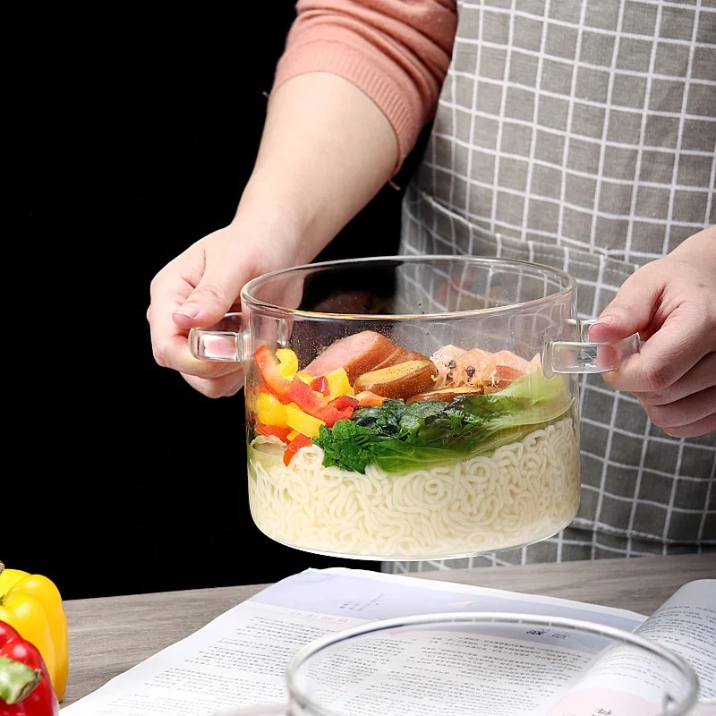 Large Capacity Glass Cookware 1300ml 1500ml Transparent High Borosilicate clear Glass Cooking Pot for Kitchen