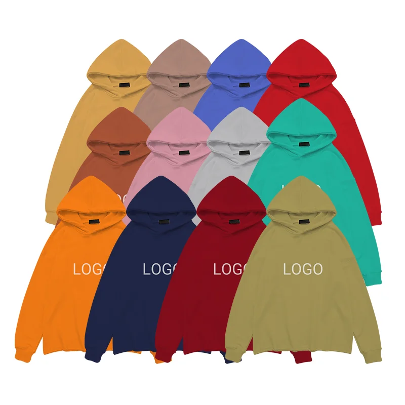 Streetwear Oversized No Strings Print Sweatshirts Cotton Cut Edges Raw Hem Hoodie Men Blank Plain Oversized Hoodies