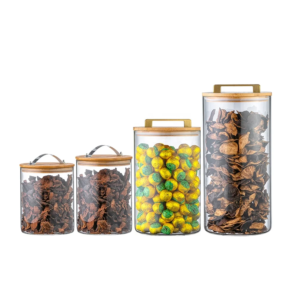 Kitchen Canister Large Glass Food Storage Jars with Airtight Lid For Household