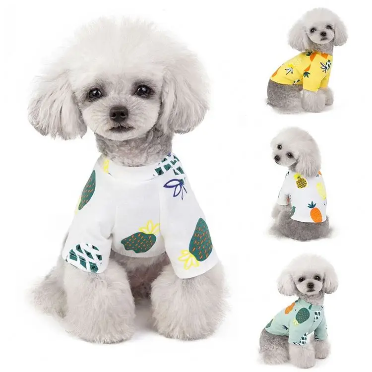 Hot Spring Autumn Print Pattern Pet Clothes Puppy Dog Pineapple Short Sleeves