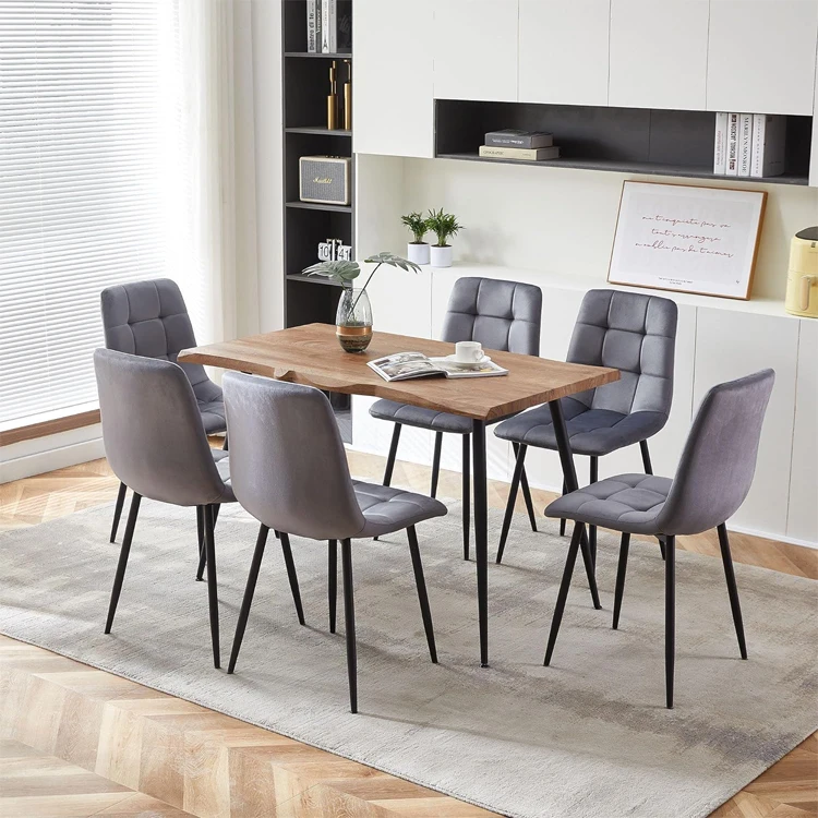 modern luxury restaurant kitchen dining room furniture metal frame nordic upholstered velvet fabric dining chairs for table