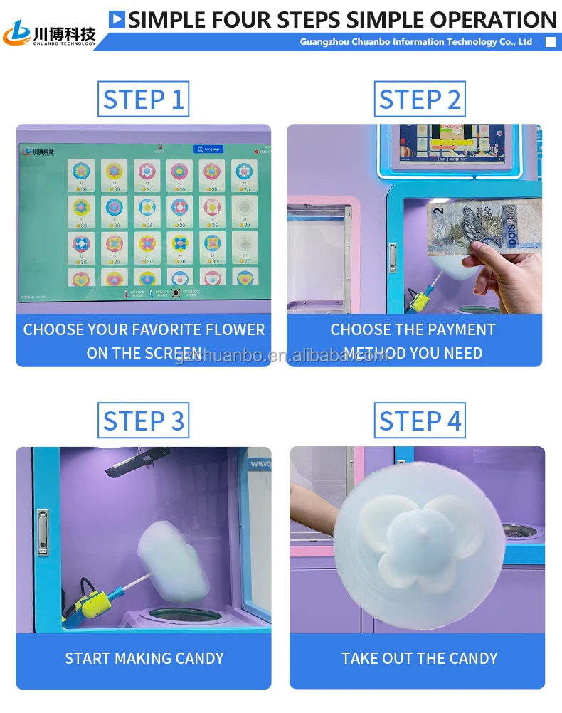 Manufacture Factory Electric candy cotton machine CB530 Full Automatic Cotton Candy Vending Machine For Small Business