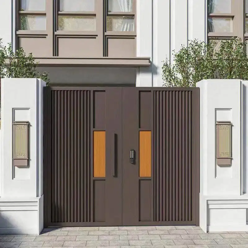 villa garden gate fence garage gate aluminum art electric sliding door motor Custom Modern Design iron gate