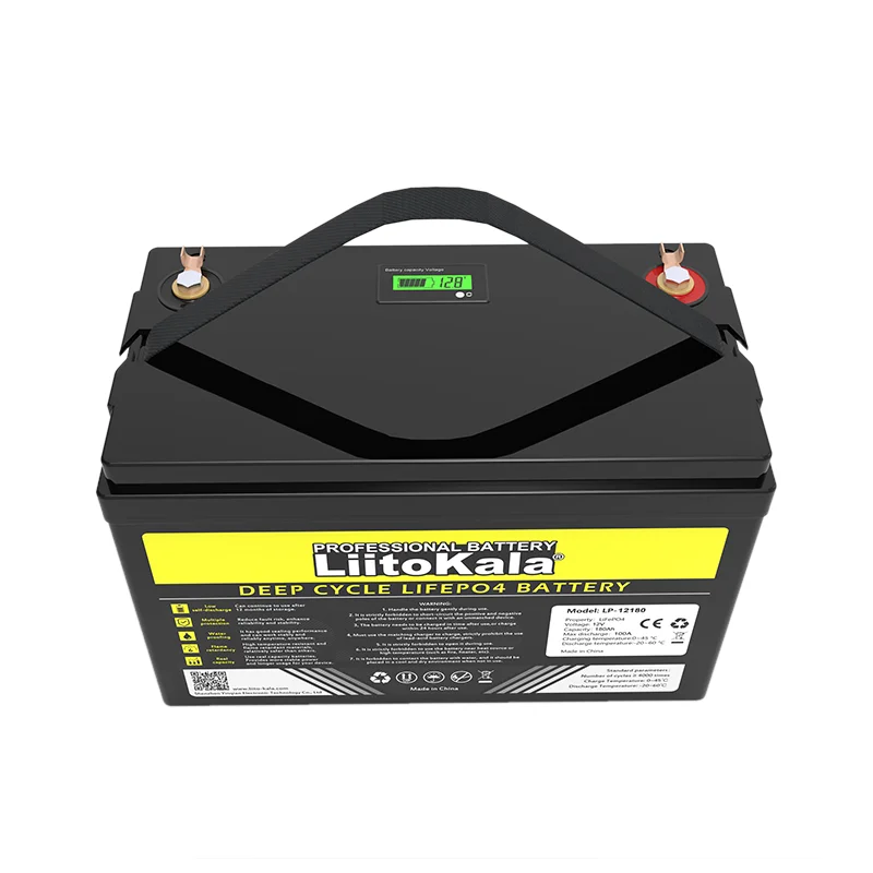 12.8V 180AH LiFePO4 Battery 12V 4000 Cycles USB3.0 Type-C output Touring car Solar Wind Liitokala Energy storage batteries