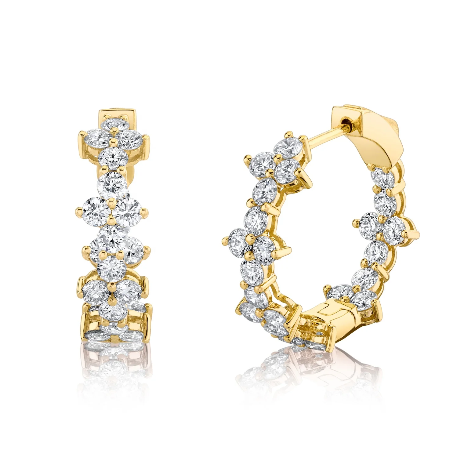 Gemnel luxury jewelry 925 sterling silver 18-karat gold diamond hoop earrings