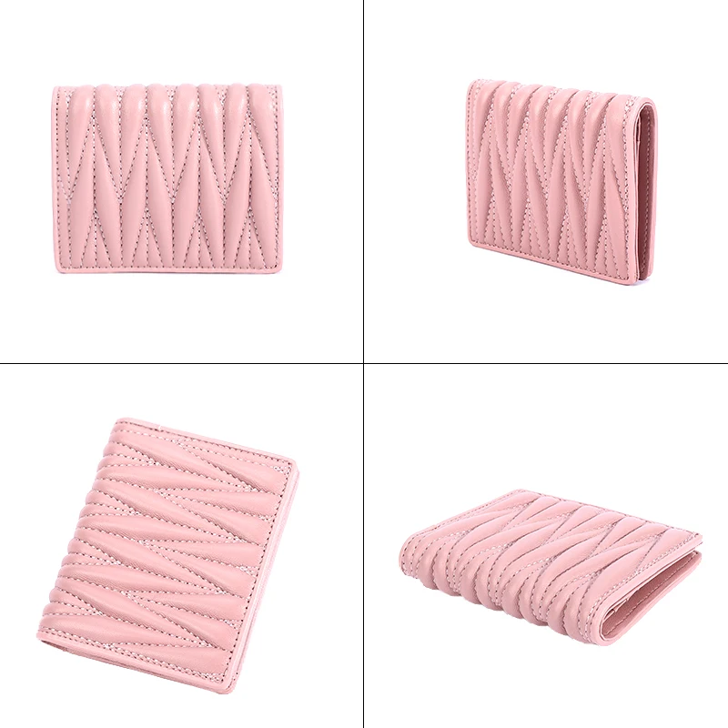 New Minimalist Small Short Cheap Mini Cute Sheepskin Leather Slim Leather Wallets For Woman Ladies Girls Stylish Purses