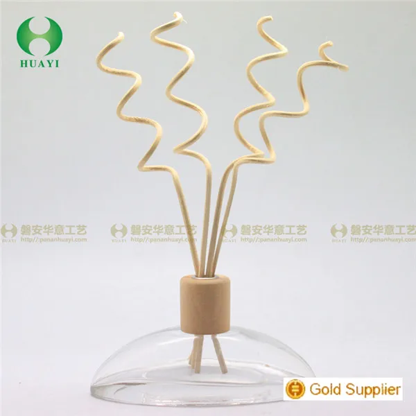 own factory manufactured  wholesale curly  natural  fragrance bottle reed  rattan stick perfume diffuser