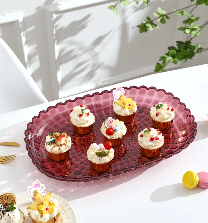 Food Grade Environmentally Friendly PET Material Square Pattern Stackable Plastic Trays Bread Rectangular Biscuit Tray