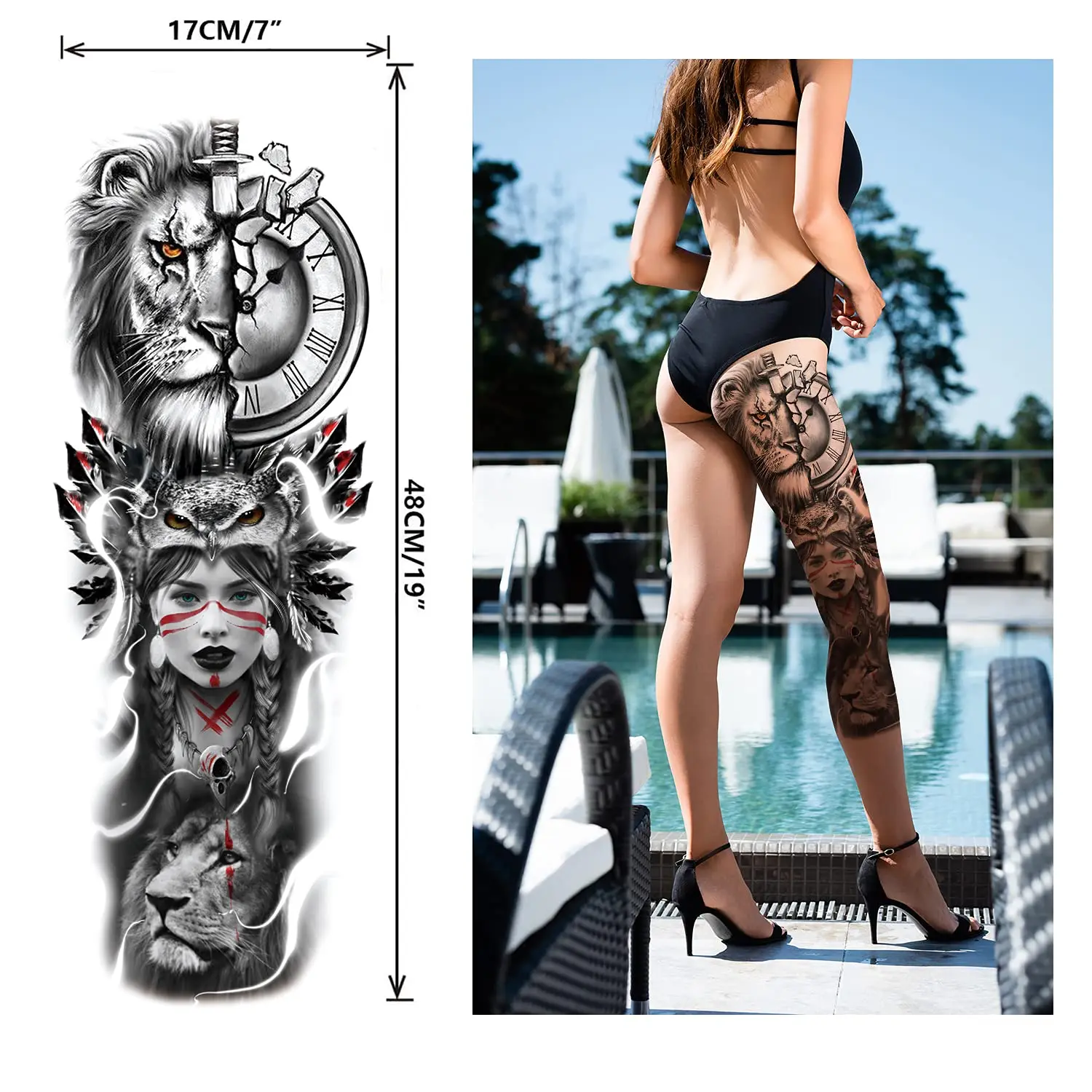 Wholesale Large Arm Sleeve Tattoo Black Waterproof Temporary Tattoo Sticker Soldier Men Full Arm Tattoo Sticker