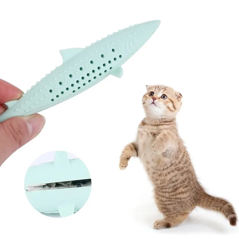 Mint silicone fish cat chewing teeth mint fish toy allows cats to clean their teeth automatically
