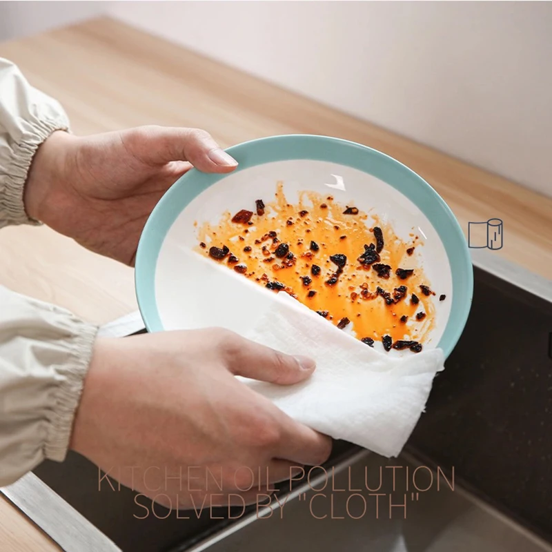 Kitchen Cleaning Cloths Lazy Rags Towels Washable Reusable Wood Pulp Non Woven Fabric Kitchen Plastic Film Roll Disposable