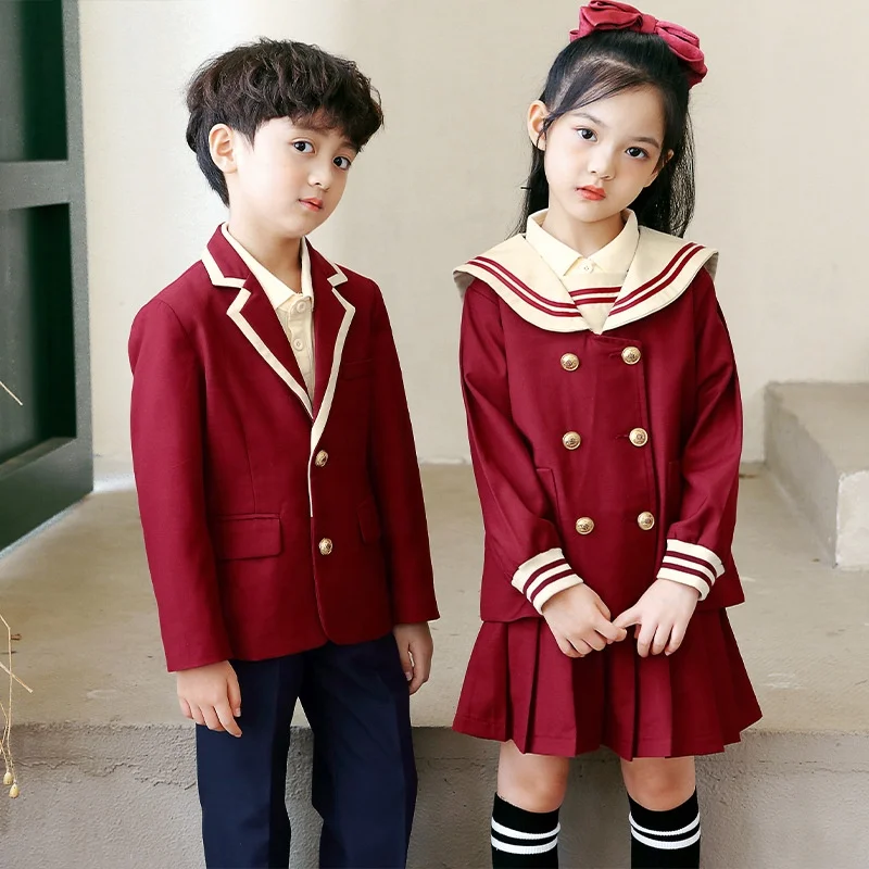 RG-Suit custom polyester woven shirt 100 cotton autumn kindergarten primary school uniform for kids
