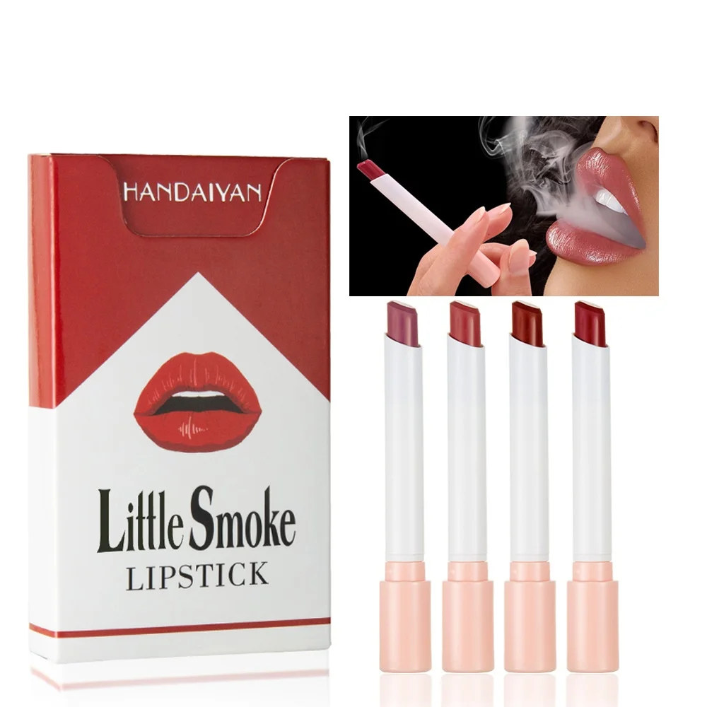 l4PCS Lipstick Set Ciggerate Lip Stick Kit Long Lasting Red Burgundy Pink Lipgloss Pack Women Cosmetics Female Makeup