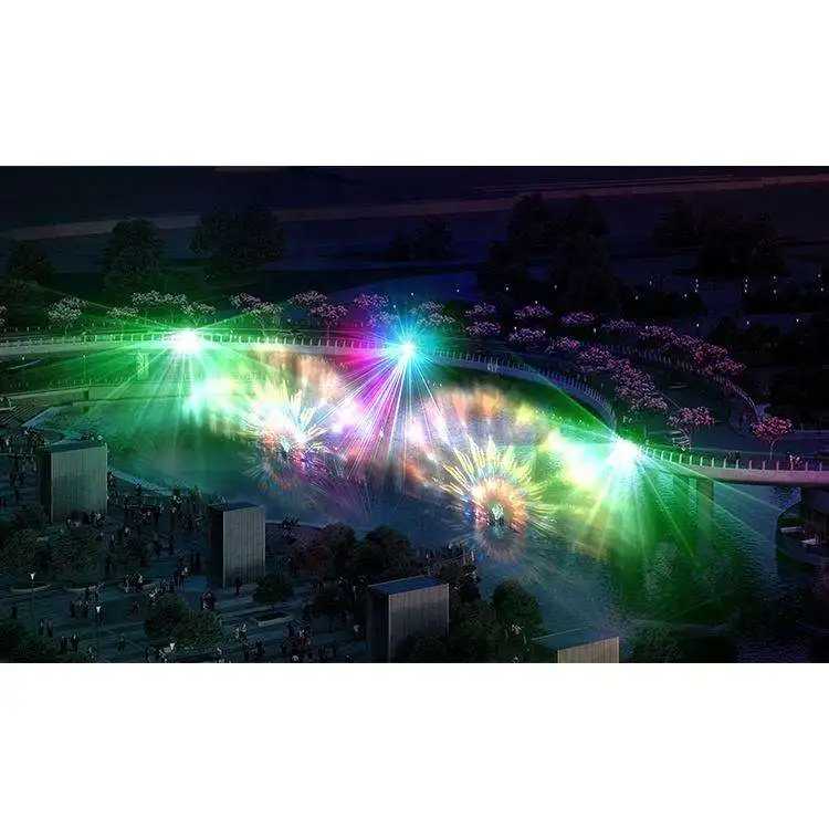 China Supplier Lake Floating Sphere Dancing Water Fountain With 3d Hologram Water Screen for Projection