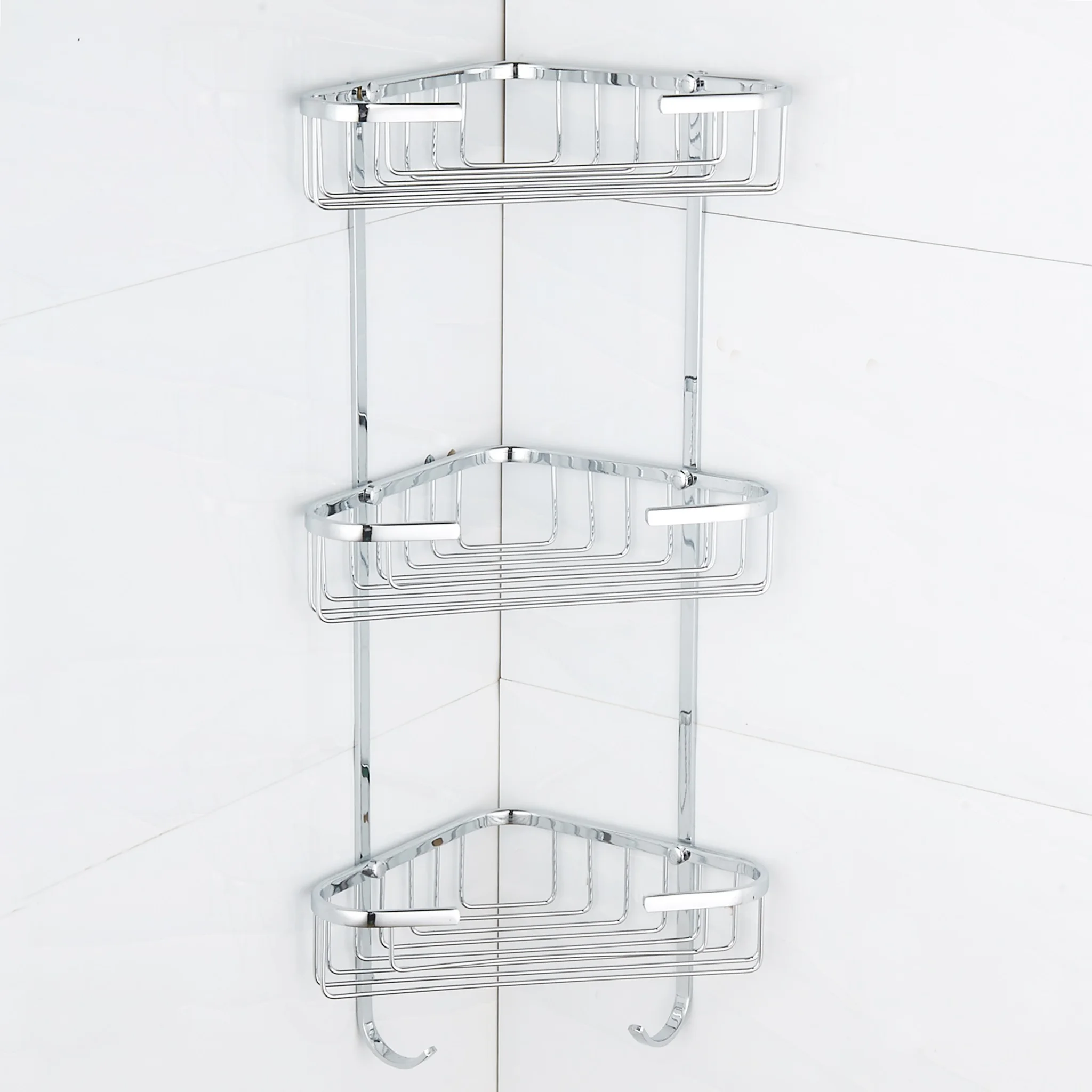 Triangle Bathroom Basket Shower Organizer Bath Shelf Rack Soap Container Corner Basket