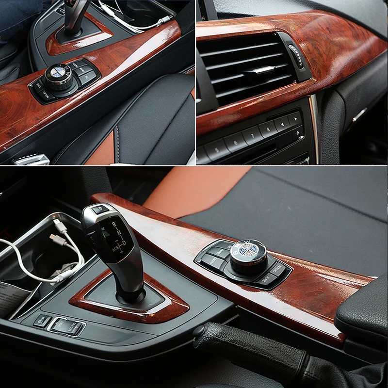 High Glossy Wood Grain Vinyl Sticker Decal Car Internal Wraps Self Adhesive DIY Film Waterproof Wrap Roll