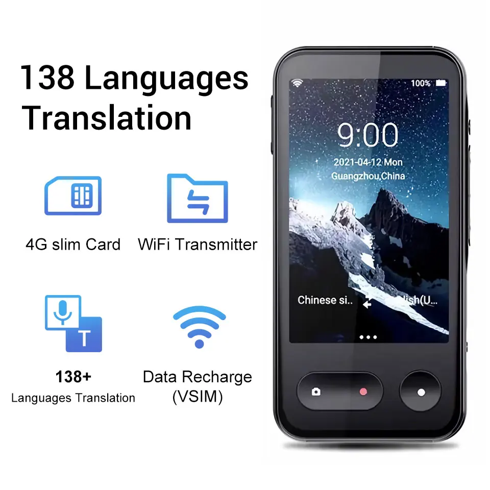 YiLing Factory OEM/ODM 138 Languages 4000mAh Translation Machine Intelligent Translator 4G Translator Support 4G WiFi and Hotspo