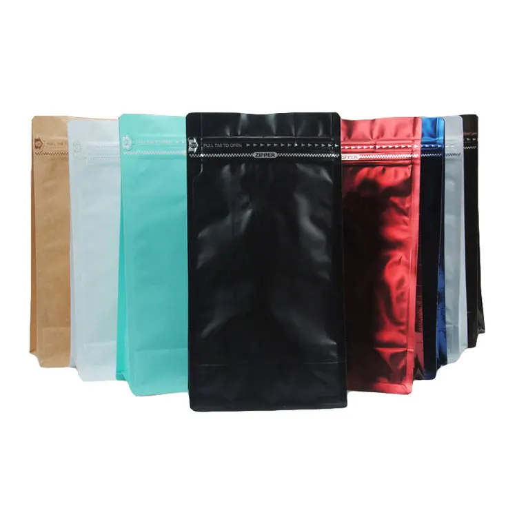 Resealable Matte Stand Up Foil Pouch 500g 16oz 1lb Coffee Square Flat Bottom Bag with Valve