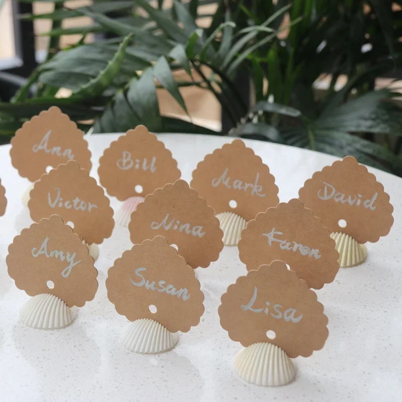Natural Lion Shell Love Place Card Holder for Beach Wedding Natural Shell Conch Reception Table Chic Decor