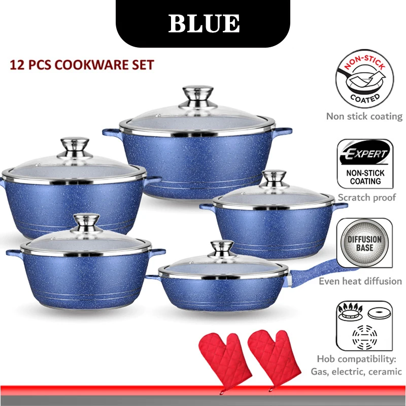 Wholesale Dessini aluminum kitchenware pot set Induction Cookware set ollas de cocin Soup Pot set nonstick pots and pans
