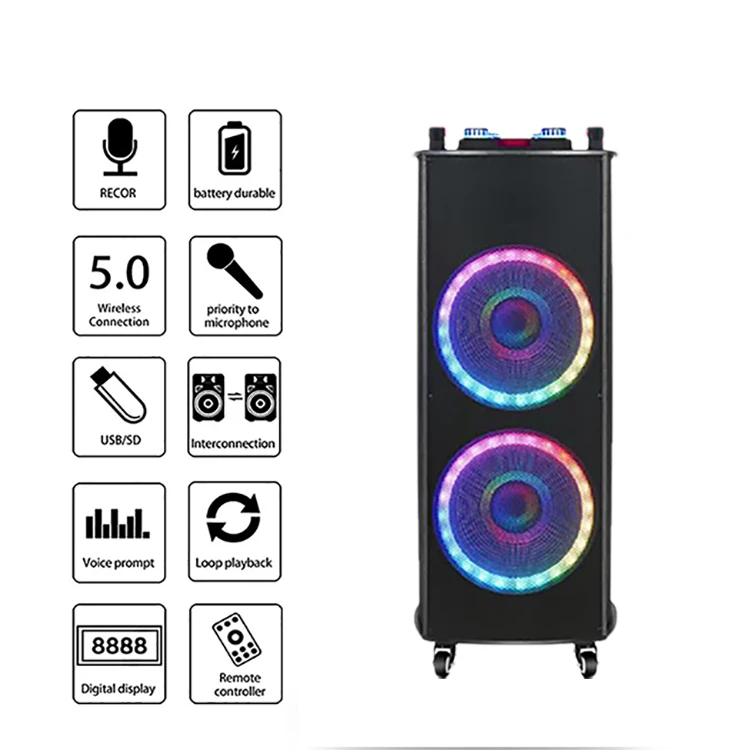 micro big bass outdoor pa waterproof mini blut ooth dj sound system powered speakers portable with wireless microphone
