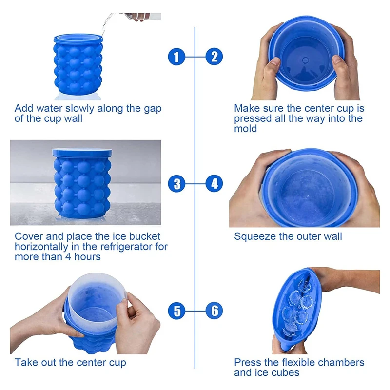 Silicone ice Cube Maker Ice Cube Mold Tray Portable Bucket Wine Ice Cooler Beer Cabinet Kitchen Tools Drinking Whiskey Freeze