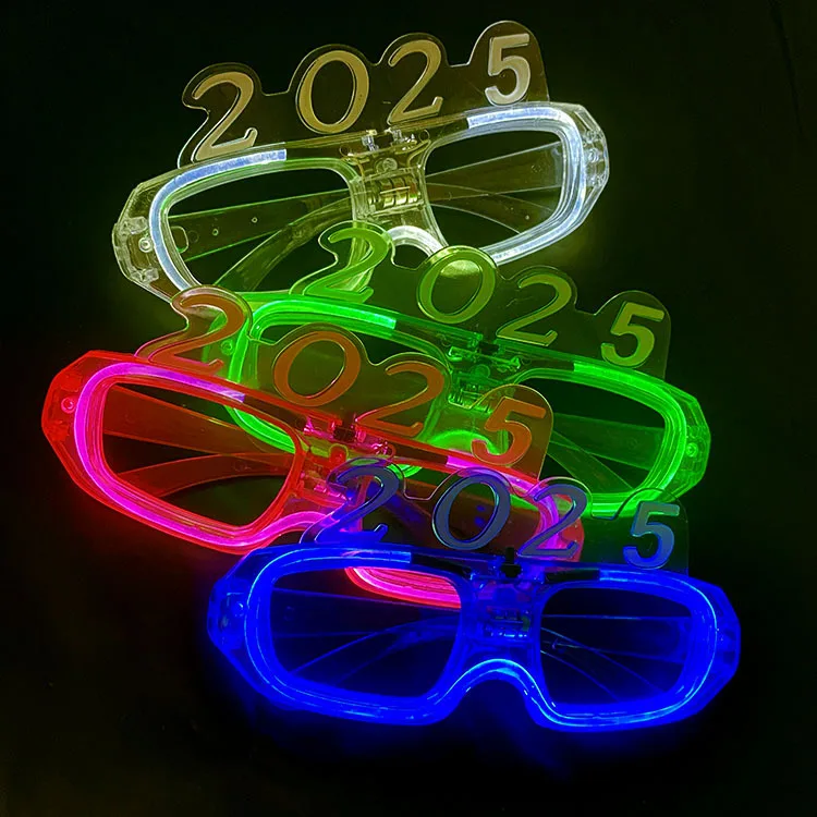 LED Number Glasses LED Flashing 2025 Light Up Party Sunglasses Luminous Eyewear Xmas Gift New Year Party Props