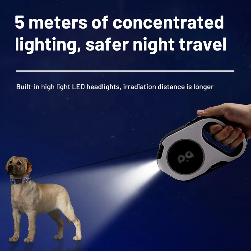 2024 New Dog Leash Light Up Flexible Accessories Bright Flash Walking Belt Nylon Automatic Pets Dog Lead Leas