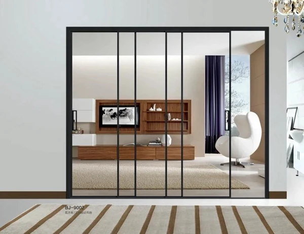 Extremely narrow aluminum alloy glass partition kitchen dining room floor sliding glass doors