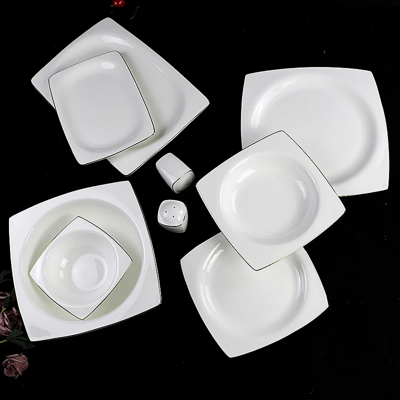 24pcs dinnerware set wholesale luxury porcelain tableware set dubai gold ceramic dinnerware wedding plates set