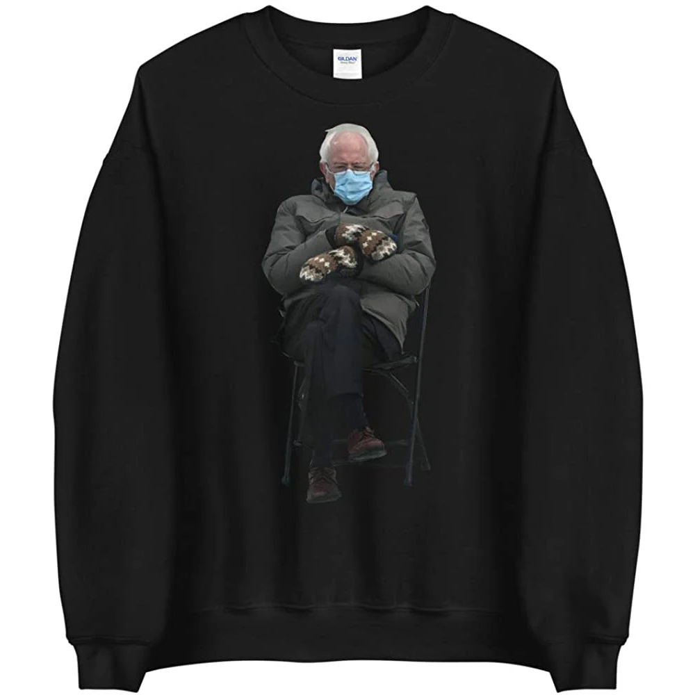 
Cailian Drop Shipping Bernie Sanders Mitten Inauguration Meme funny sweatshirt Bernie chair 2021 new administration sweatshirt 