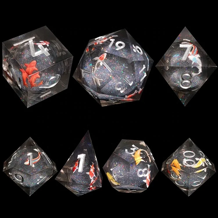 Best Quality Hot Sale Polyhedral Applique Sharp Edge Resin DND Dice Set for DND Gamer
