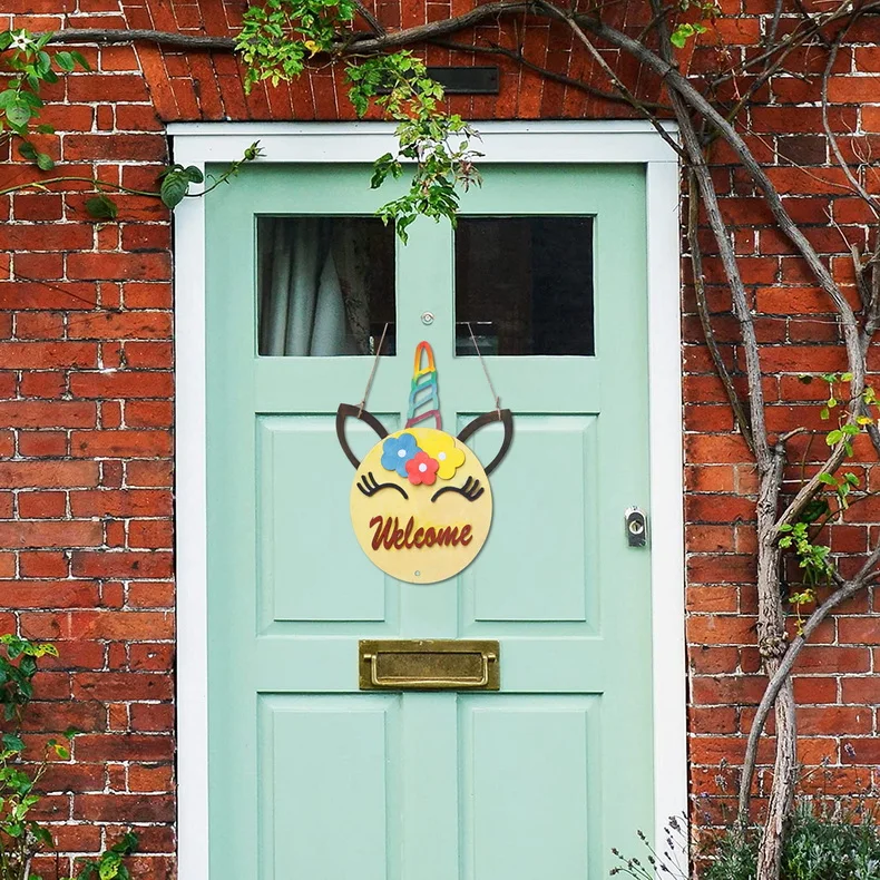 Wholesale DIY Garden Round Hanging Welcome Home Door Wooden Sign