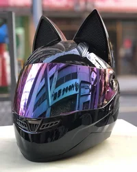 Yoursjoys open face bike motorcycle Cat ears helmet ornament cute motorcycle helmets