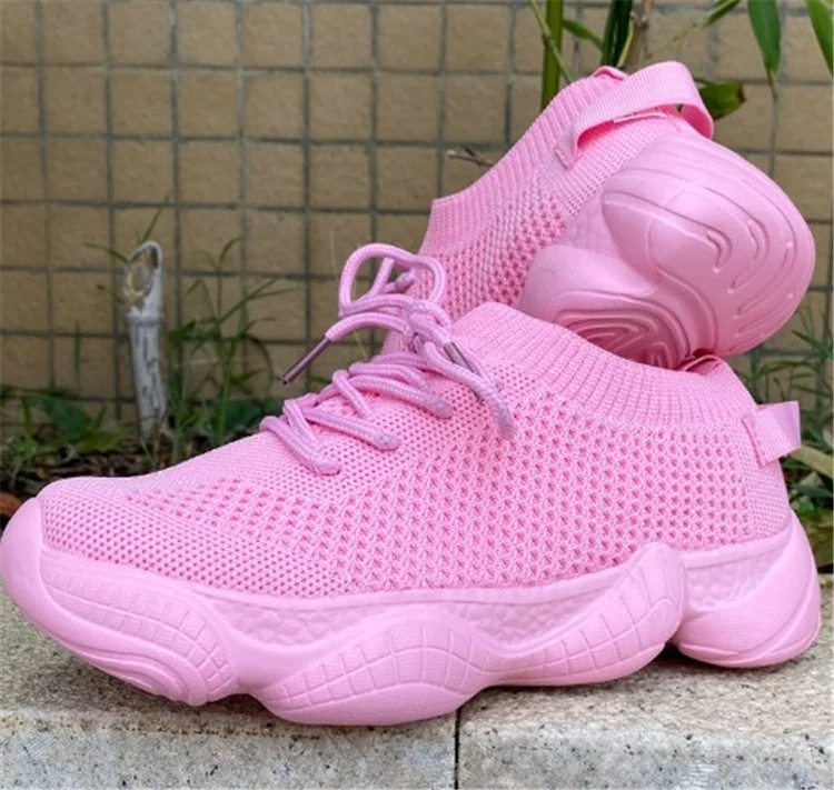 
2021 Women Low Cut Upper Lace Up Closed Round Toe Casual Running Sneakers Wedge Heel Thick Bottom Shoes 
