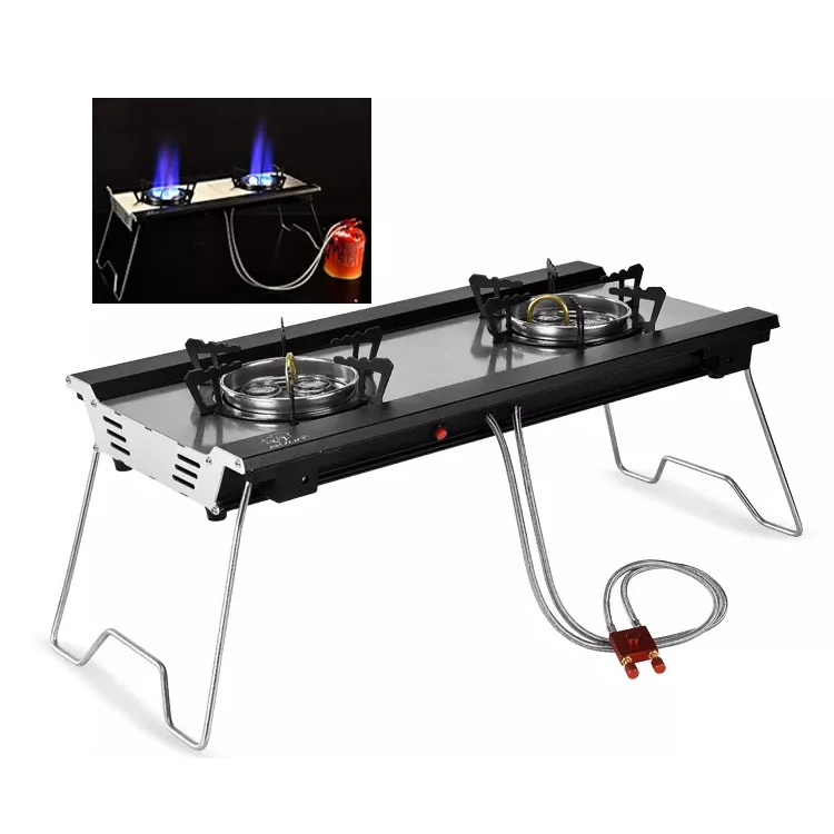 portable equipment gas cooking 2 burner assembly double burner camping stove