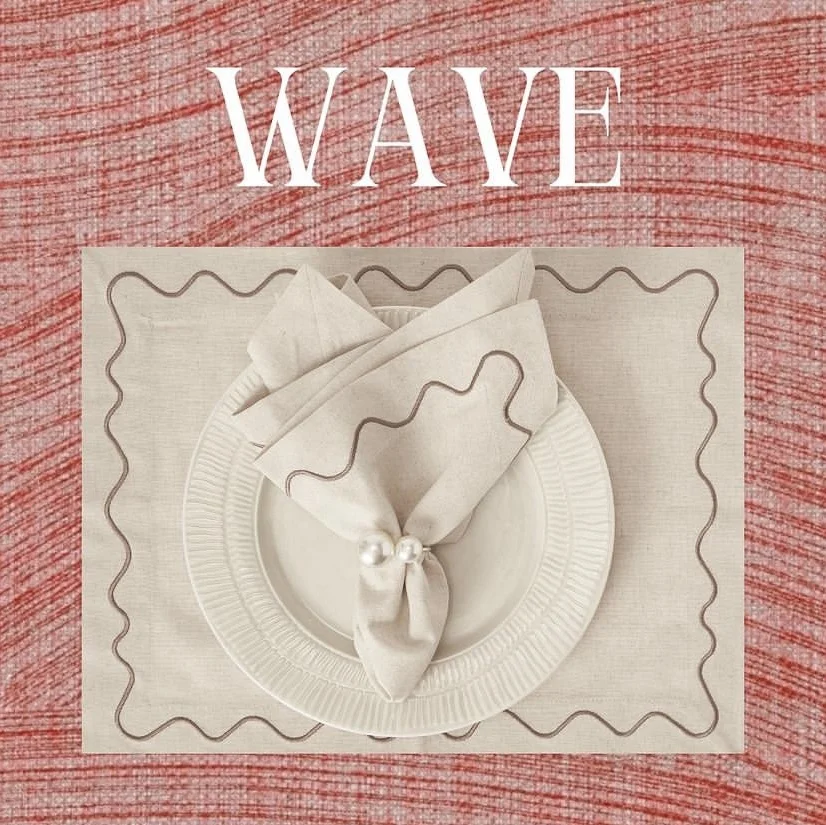 Wholesale customize color scalloped edge dinner linen napkins embroidered wedding nakpins