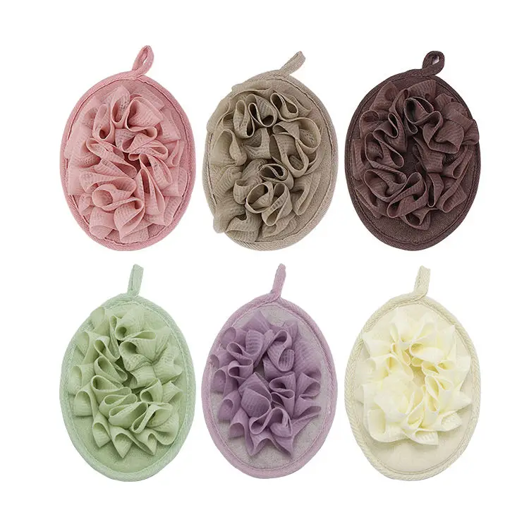 factory cheap price exfoliating sponge  bath gloves exfoliating bath shower loofah pouf sponge popular