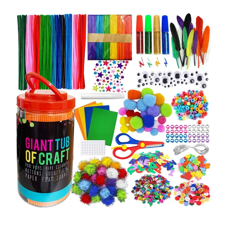 Набор детских поделок и художественных принадлежностей в баночке-набор из 550 + браслетов и ожерелий