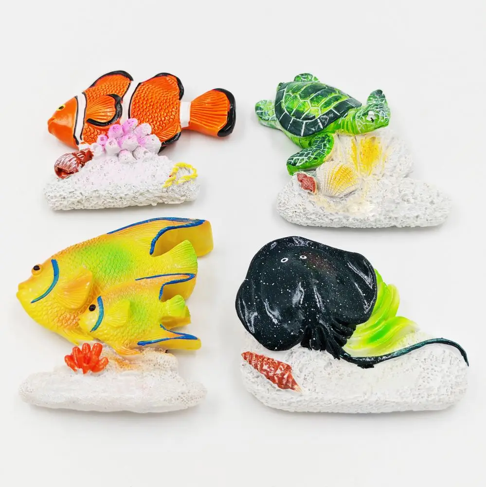 Custom Handmade Resin Fridge Magnets Creative souvenir Clownfish Turtle Manta Rays 3D Fridge Magnets